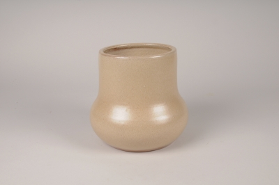A495NM Cache-pot en c�ramique beige D18cm H16cm