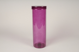 A500DQ Purple glass jar with cover D10cm H30cm