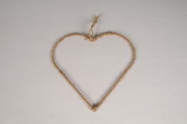 A524U7 Natural burlap rope heart D28cm