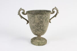 A538NM Antique green metal Medici vase D16.5cm H24.5cm