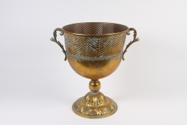 A544NM Antique gold metal Medici vase D41.5cm H53cm