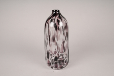 A545U7 Vase en verre tachet� noir D10cm H24cm