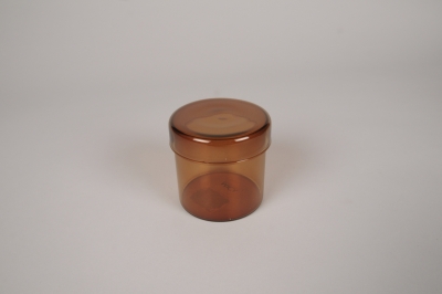 A555DQ Bocal en verre marron avec couvercle D8cm H8cm