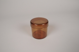 A555DQ Brown glass jar with cover D8cm H8cm