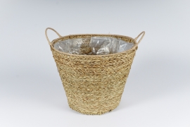 A555NM Cache-pot panier en jonc naturel D28cm H24cm