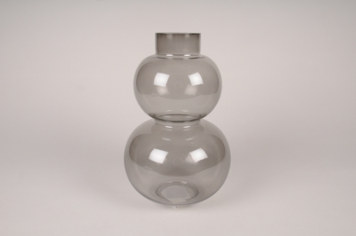 A555U7 Vase en verre fum� gris D18cm H29cm