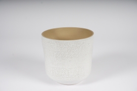 A562NM Cache-pot en céramique émaillée blanche D16.5cm H16cm
