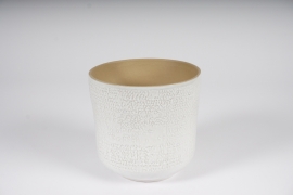 A562NM White glazed ceramic planter D16.5cm H16cm