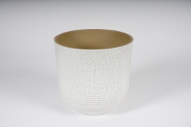 A563NM White glazed ceramic planter D20cm H19cm