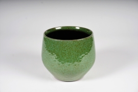 A574NM Cache-pot en céramique émaillée vert D18cm H16cm