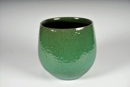 A575NM Cache-pot en céramique émaillée vert D26cm H24cm
