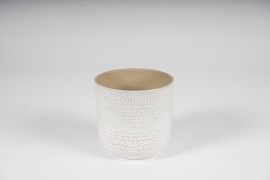 A576NM Cache-pot en céramique émaillée blanche D13cm H12.5cm