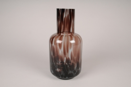 A577U7 Vase en verre bordeaux et noir D14cm H29cm