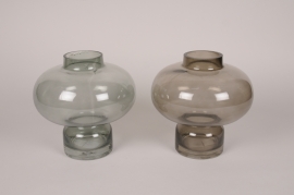 A578U7 Vase en verre assorti gris clair ou gris D19cm H20cm