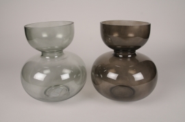 A580U7 Vase en verre assorti gris ou gris clair D22cm H25cm