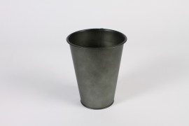 A582NM Antique dark green zinc planter D13.5cm H16.5cm