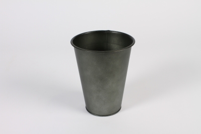 A582NM Cache-pot en zinc vieilli vert fonc� D13.5cm H16.5cm