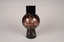 A584U7 Grey and black glass vase D17cm H31cm