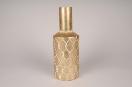 A586U7 Gold metal vase with patterns D14cm H38cm