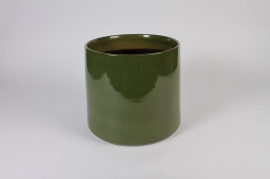 A702HX Cache-pot en céramique vert foncé D28cm H26cm