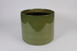 A703HX Dark green ceramic planter D32.5cm H28.5cm