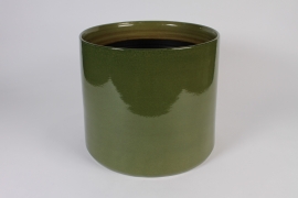 A704HX Cache-pot en céramique vert foncé D35cm H32cm