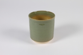 A713HX Green ceramic planter D10cm H11cm