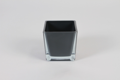 A742OR Vase en verre gris fonc 10x10cm H10cm