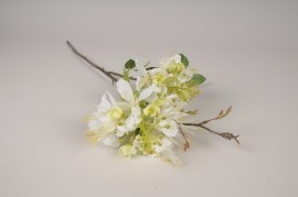 a743nn Branche de prunus artificielle blanche H66cm