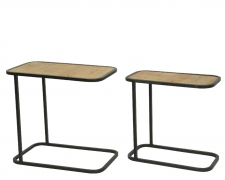 A759KI Set of 2 wooden and metal low tables H52cm