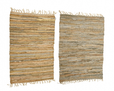 A767KI Tapis tiss� en cuir �cru assorti 90 x 60cm