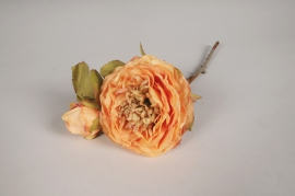 a796nn Rose artificielle orange clair H35cm