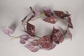 a825nn Dark red artificifial anthurium leaves L105cm