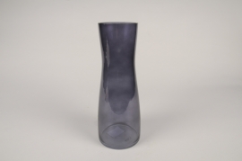 A889DQ Vase en verre bleu D10cm H26cm