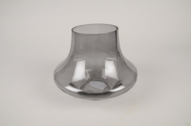 A890DQ Vase en verre gris D18cm H14.5cm