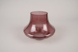 A893DQ Vase en verre violet D18cm H14.5cm