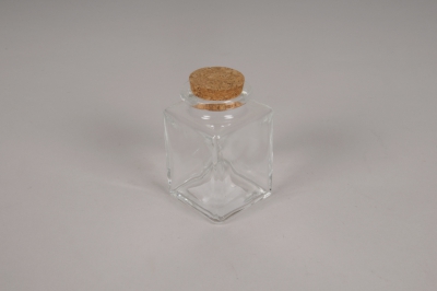 A905UN Fiole en verre avec bouchon 4.5x4.5cm H8cm