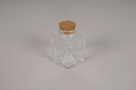 A905UN Glass vase bottle with cork 4.5x4.5cm H8cm