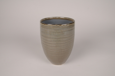 A932TT Vase en c�ramique taupe D14cm H20cm