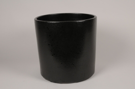 A933TT Black ceramic planter D25.5cm H25.5cm
