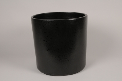 A935TT Black ceramic planter D35cm H35cm