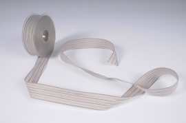 A940UN Ruban tissu strié gris 25mm x 15m