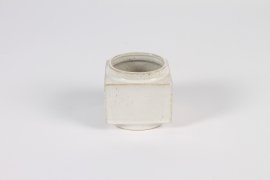 A954TT Cache-pot en céramique blanc 8x8cm H7.5cm