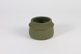 A956TT Cache-pot en terre cuite kaki D13cm H9cm