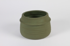 A960TT Cache-pot en terre cuite kaki D20.5cm H15cm