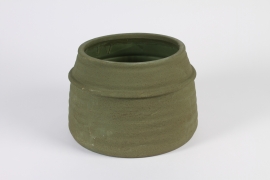 A962TT Cache-pot en terre cuite kaki D27cm H18.5cm