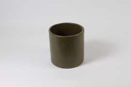 A964TT Cache-pot en terre cuite kaki D26.5cm H25cm