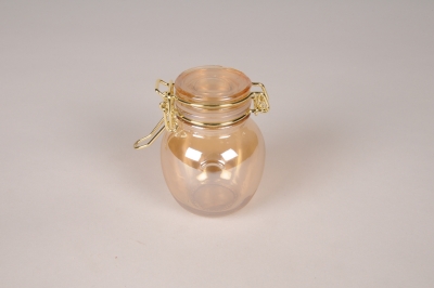 A982UN Bocal en verre fum� avec couvercle D6cm H8.5cm