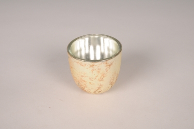 A985UN Photophore en verre dor� D6.5cm H6cm