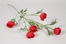AM-000272 Branche de renoncule artificiel rouge H75cm